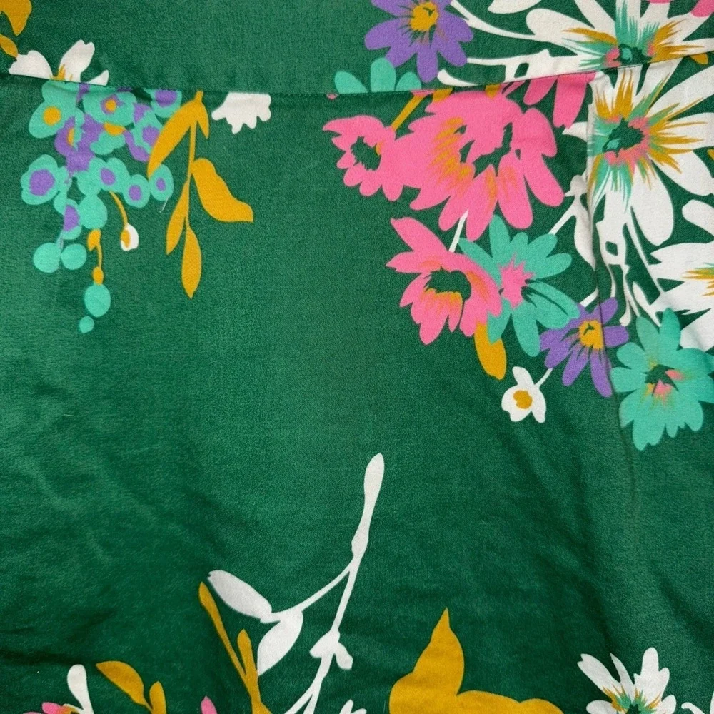 ANTHROPOLOGIE ODILLE Abronia Pink‎ Green Floral Cotton Spandex Skirt Small